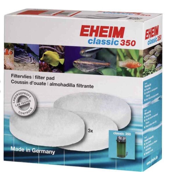 Eheim White Wool Filter Pad For Classic 350 (2215) - 3 PackEheim Genuine Replacement White Wool Filter Pads designed for:Eheim Classic 350 (2215) Canister FilterIncludes:3 x Round Fine White Wool Filter PadsDiameter 17cm, Depth 2cmEheim Spare Part Number - 2616155 (EHM-EH2616155)